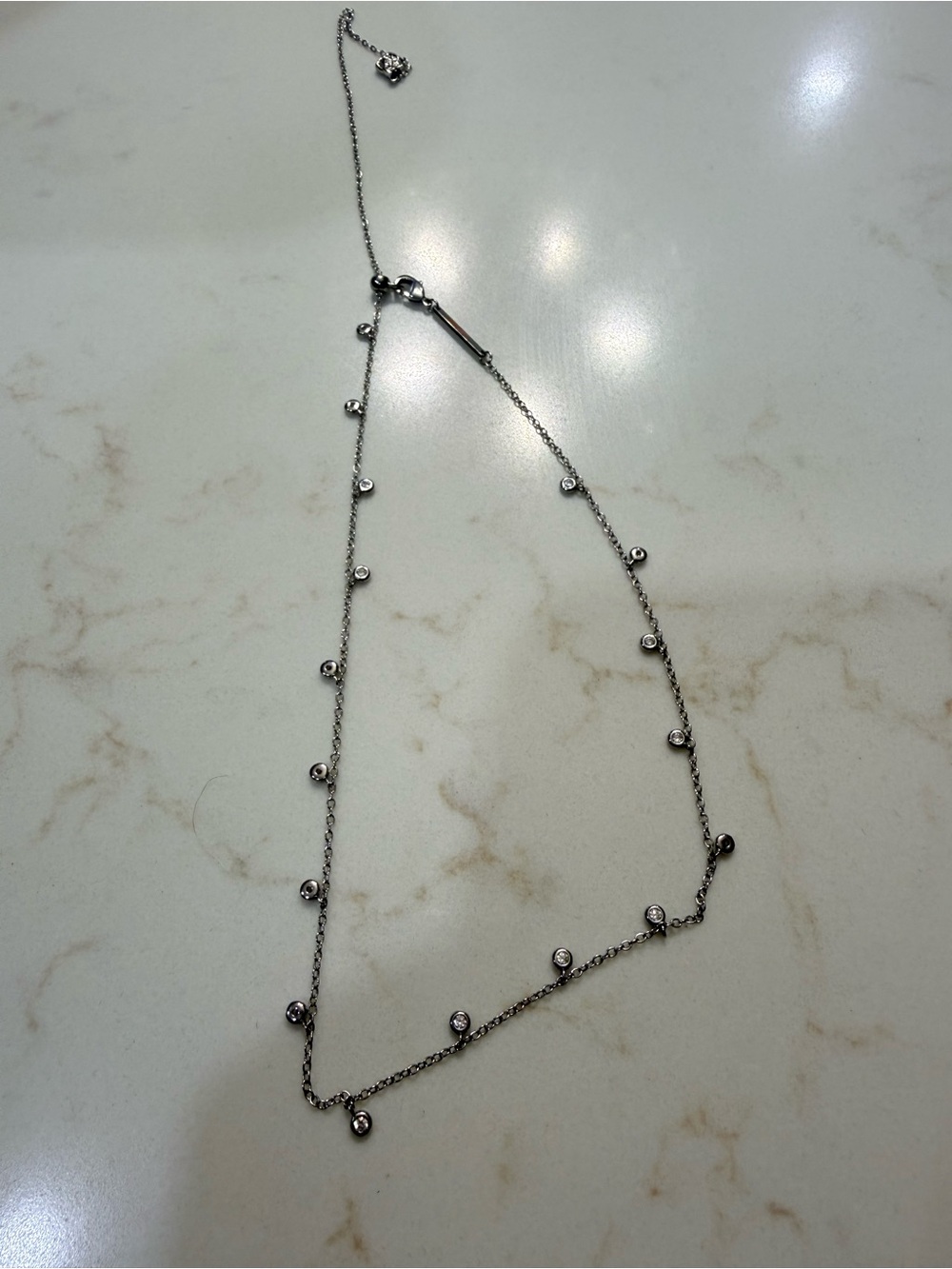 Kendra Scott Silver Bezel Crystal Station Necklace